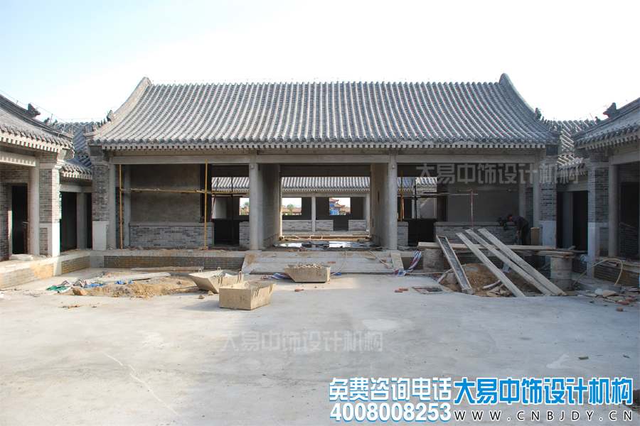 四合院施工效果图,中式四合院中式装修