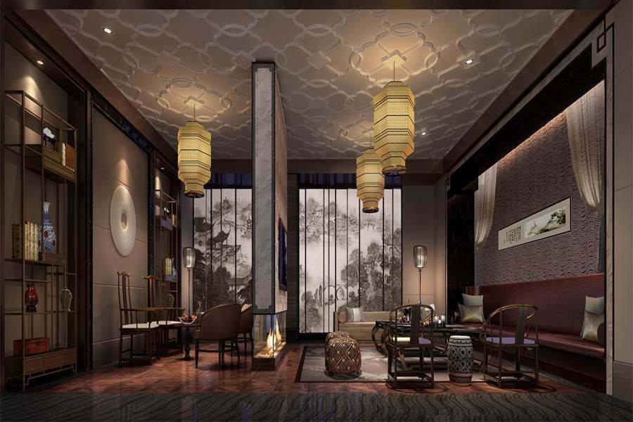 河北现代中式酒店设计 室内简约风格装饰布局