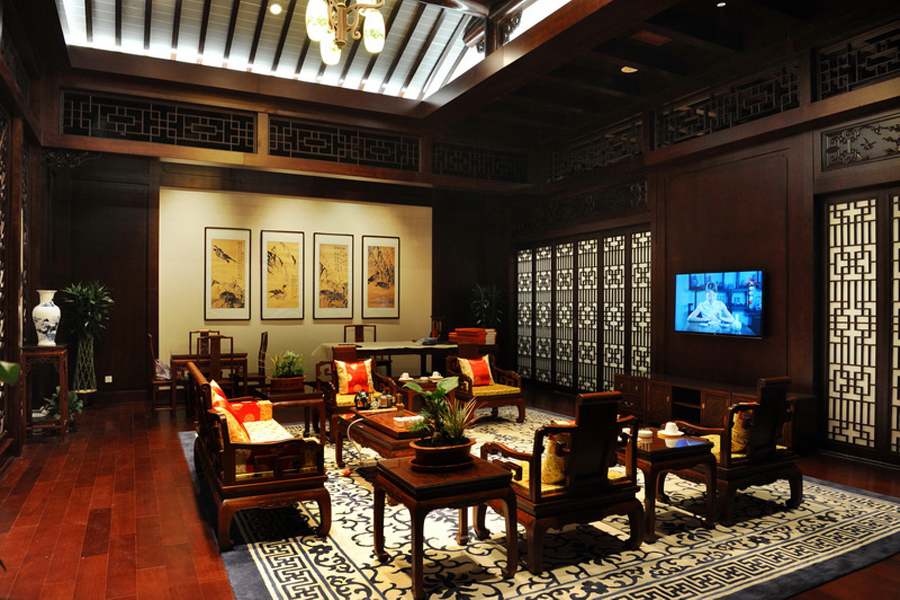北京中式餐厅中式装修完工图 酒楼中式设计室内中式装修效果图