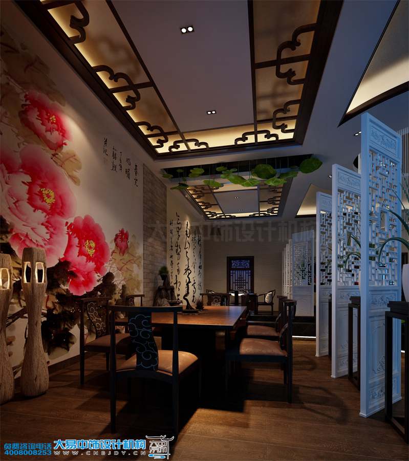 北京现代中式风格餐饮会所中式装修效果图