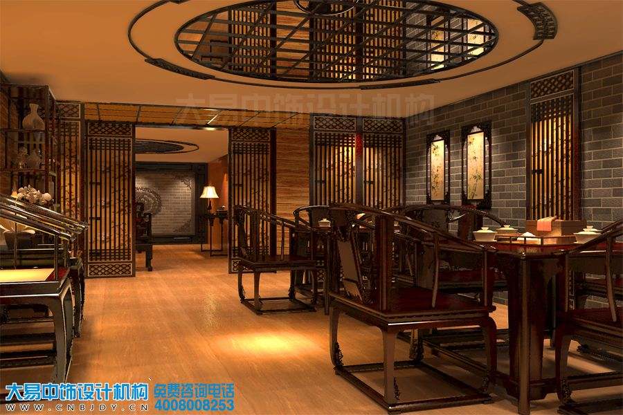 莲花桥新中式茶楼中式装修效果图，感受灵动的诗意。