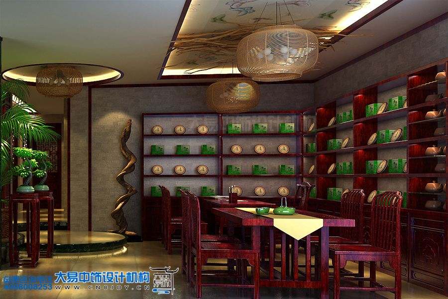 山东泰安新中式茶馆中式装修效果图