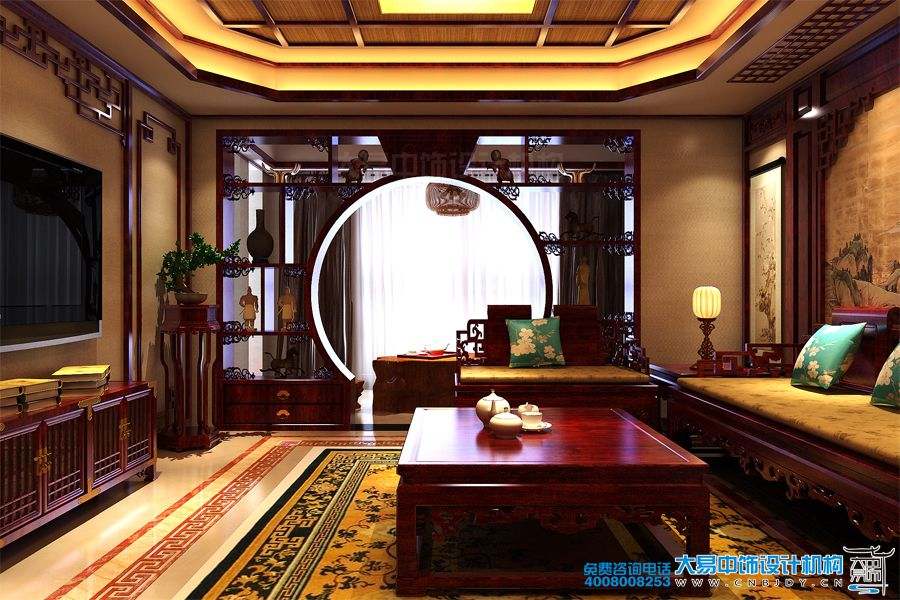 唐山现代中式别墅风格中式装修效果图