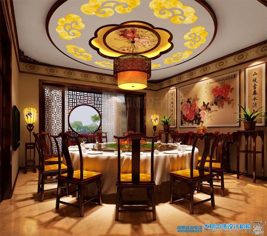 北京私人中式餐饮空间中式装修效果图