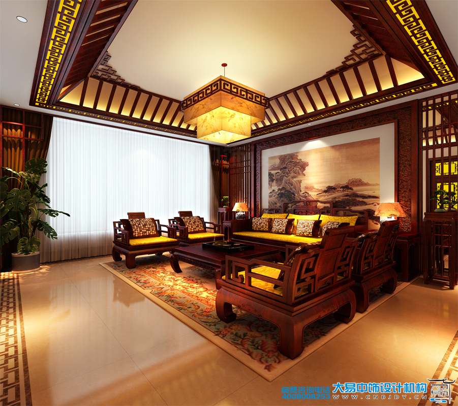 西宁简约中式风格室内装饰设计住宅225平米