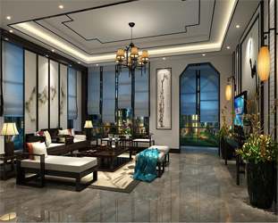 北京住宅现代新中式风格设计装修空间220平米