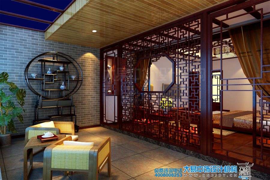 郑州350平米别墅新中式设计装修效果图