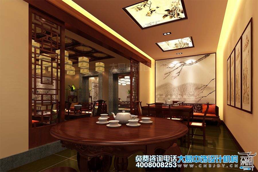 北京通州书画会馆设计效果图及中式装修效果图