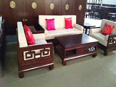 中式装修家居生活选购古典中式实木榆木沙发