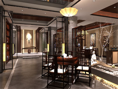 北京私人新中式茶会所中式装修设计 富有层次的立体化会友空间