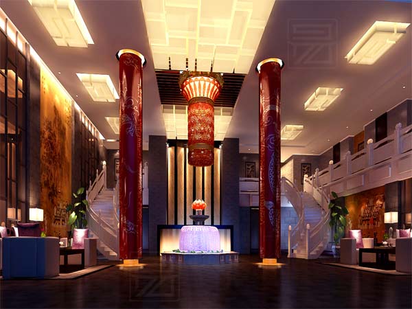 中式酒店中式装修最突出的对比色彩黑与白