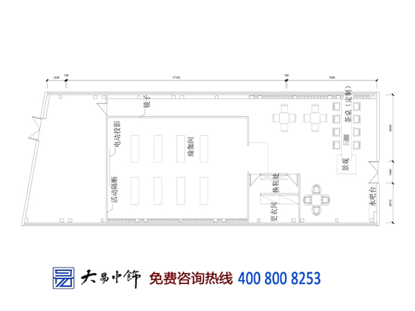 北京五棵松瑜伽馆中式设计装修效果图