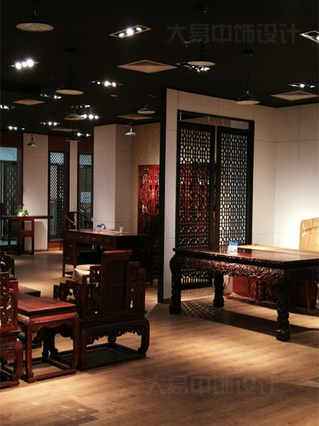 北京中式风格红木中式家具展厅中式装修设计高贵大气