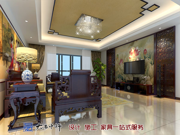 中式风格客厅中式装修电视背景墙设计效果